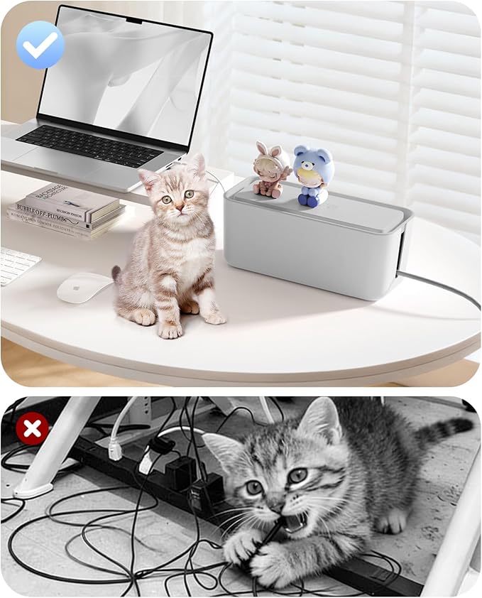 ORICO Cable Management Box, Cord Hider Box to Conceal Power Strips on Desk or Floor, Keeping Cords Tidy and Protected from Damage, Stylish Cable Organizers for Home, Office, School - PB01
