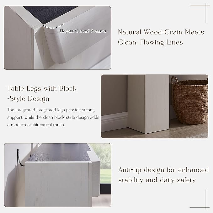 JXQTLINGMU 63" Long Wood Console Table with Storage Drawer, Modern Entryway Table, Sofa Table Behind Couch, Farmhouse Console Tables for Entryway Hallway Living Room, White
