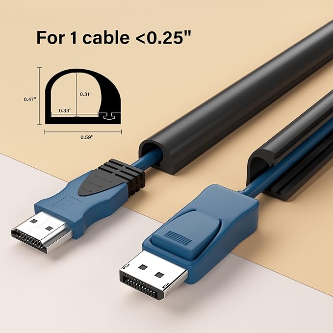 Cord Hider for Wall Mounted TV, 39" One Cable Cover with Side Open, Flexible Silicone Wire Raceway Management,Self-Adhesive Cord Organizer,Wire Concealer Channel, Black