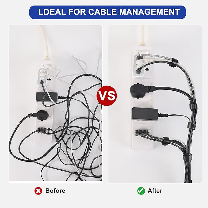 Nettbe Reusable Cable Ties, 210 PCS 8 Inches Adjustable Cord Straps Wire Organizer Cord Wrap and Hook Loop Cable Management
