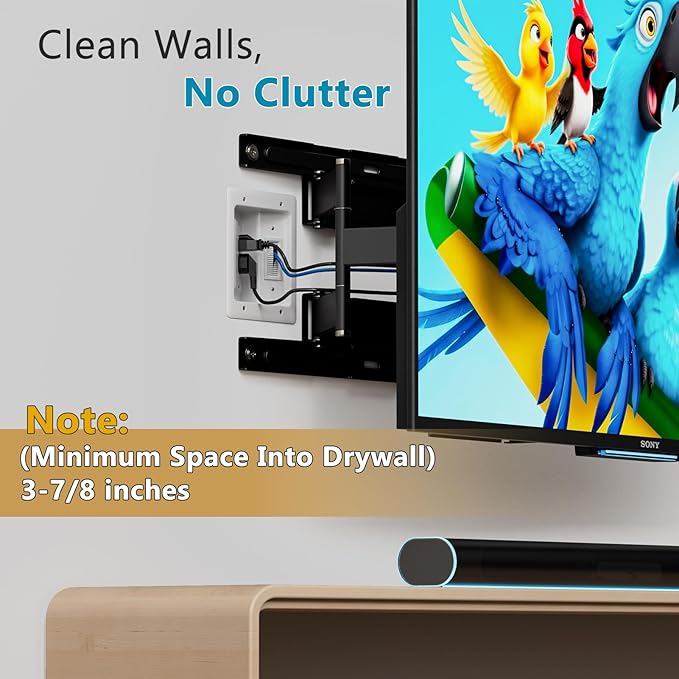 TV Cord Hider & in-Wall Cable Management Kit, Dual Outlet Connection Box (Unwired) with Cutting Template, Perfect for Wall Mounted TVs