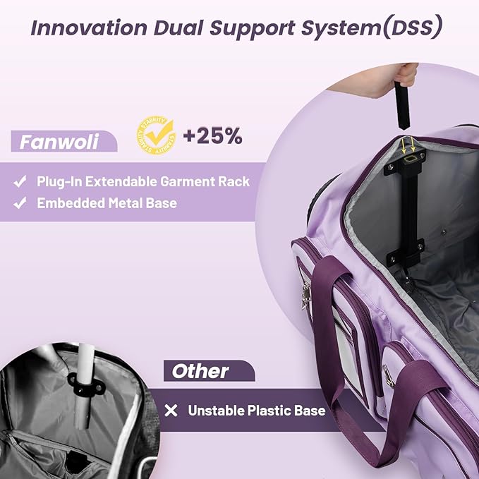 Fanwoli 28" Dance Bag with Garment Rack | Ultra-Light Collection| More Lightweight & Wear-Resistant| Ideal Competition Duffle Bag for Dancers Livestreamer Athletes