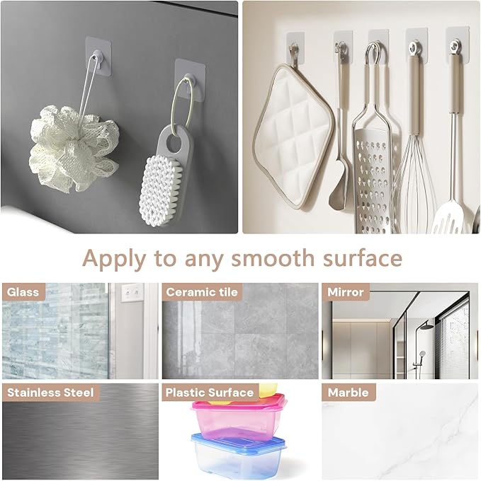 14 Pcs Wall Hooks Adhesive Picture Hooks,Heavy Duty Picture Hangers Without Nails for Hanging Transparent Waterproof Frame Hangers Sticky Hooks for Bathroom Kitchen（14mm）