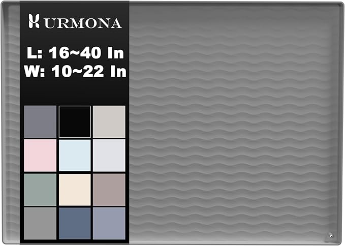 URMONA 34'' x 22'' Waterproof Silicone Under Sink Mat Cabinet and Counter Protector, Shelf Liner for Kitchen and Bathroom, Storage and Organizers, Litter Mat, Pet Cat Puppy Essentials（White Sand）