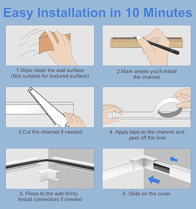 Cord Hider,315inTV Cable Management Concealer, Cord Concealer for Hide Cords Wall Mounted,Wire Covers for Cords on Wall,Cable Raceway Kit,20 x L15.75W0.95H0.55in (315in L × 0.95in W × 0.55in H)