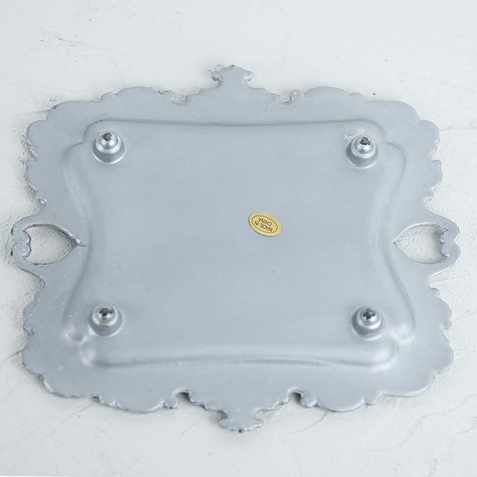Funly mee 8 x 7 inches Antique Trinket Dish Vintage Jewelry Tray, Ring Holder (Sliver, M)