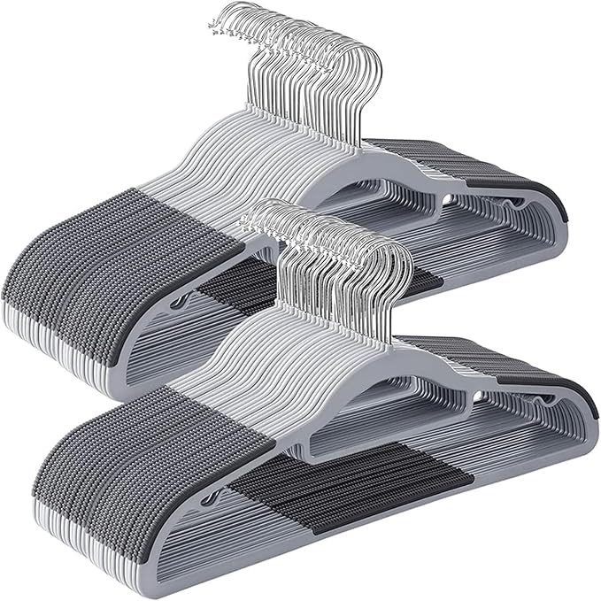 Plastic Clothes Hangers 30 Pack, Slim Space Saving Hangers with Anti-Slip Grip, 16.5 Inch Non Slip Coat Hangers with 360° Swivel Hooks for Shirts, Pants, Jackets & Closet Organization