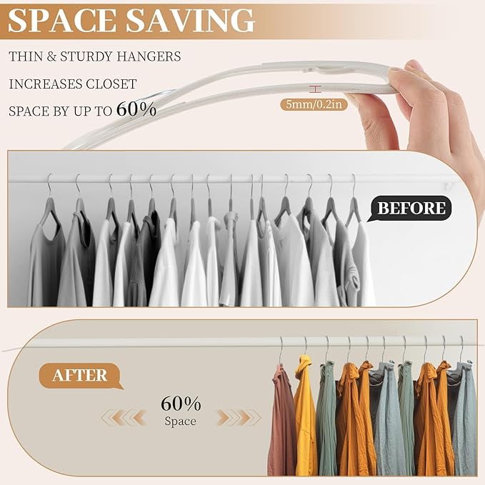 LemonRoad 36 Pack Short Neck Hangers, Upgraded Non-Slip Plastic Hangers Lifts Clothes 3" Higher, Space Saving 360 Swivel Hook for Closet Organizer, Shirts Jackets Dresses, Smooth (White)