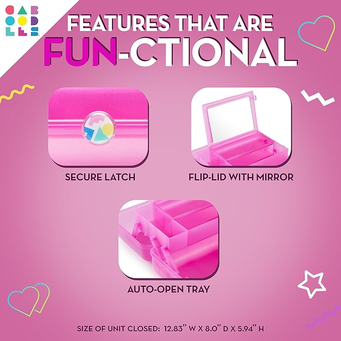 Caboodles On-The-Go Girl Makeup Box, Two-Tone Violet on Silver Sparkle, Hard Plastic Makeup Organizer Box, Built-In Mirror, Secure Latch for Safe Travel, Spacious Storage for Large Items