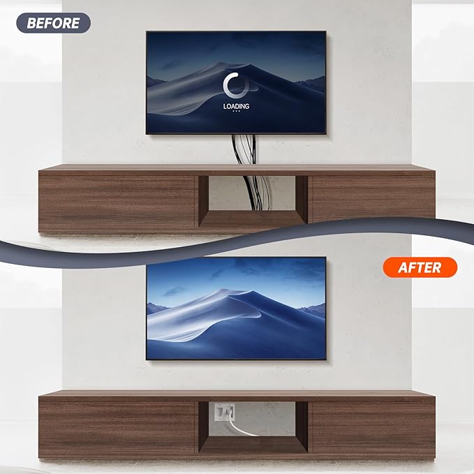 ZEXMTE in Wall Cable Management Kit, Cable Concealer Kit for Wall Mounted TV, Recessed Outlet with TV Cord Hider for Power Cables & Low Voltage Cables, Fits All Plugs