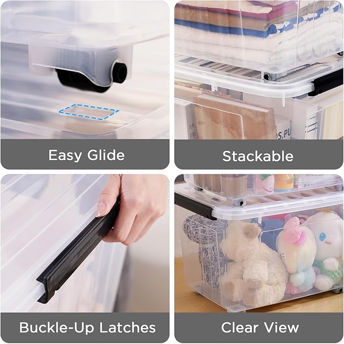 Citylife 82 QT Clear Plastic Storage Bins with Lids Stackable and Nestable Storage Boxes with Lids Large Plastic Storage Containers for Garage, Closet, Kitchen, 2 Packs