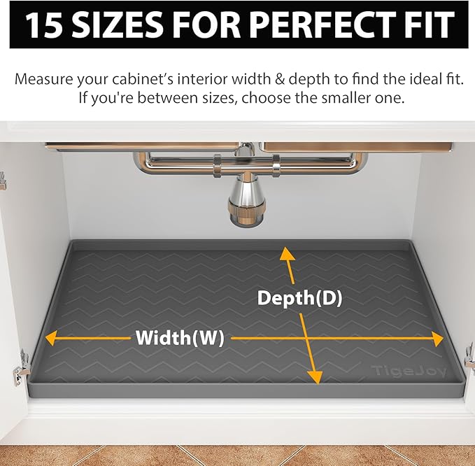 TigeJoy 40" x 19" Under Sink Mats for Kitchen Waterproof, Leak-Proof Silicone Mat Sink Protector and Cabinet Liner, Kitchen Essentials Organizer and Storage, Boot or Shoe Tray, Pet Feeding Mat