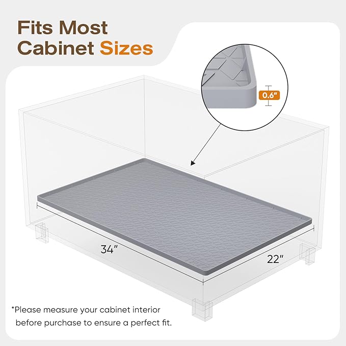 TRZZ Silicone Waterproof Under Sink Mat 34" x 22", Drip Tray and Cabinet Liner for Kitchen and Bathroom, Prevents Water Damage and Organizes Cabinets (Mint Green)