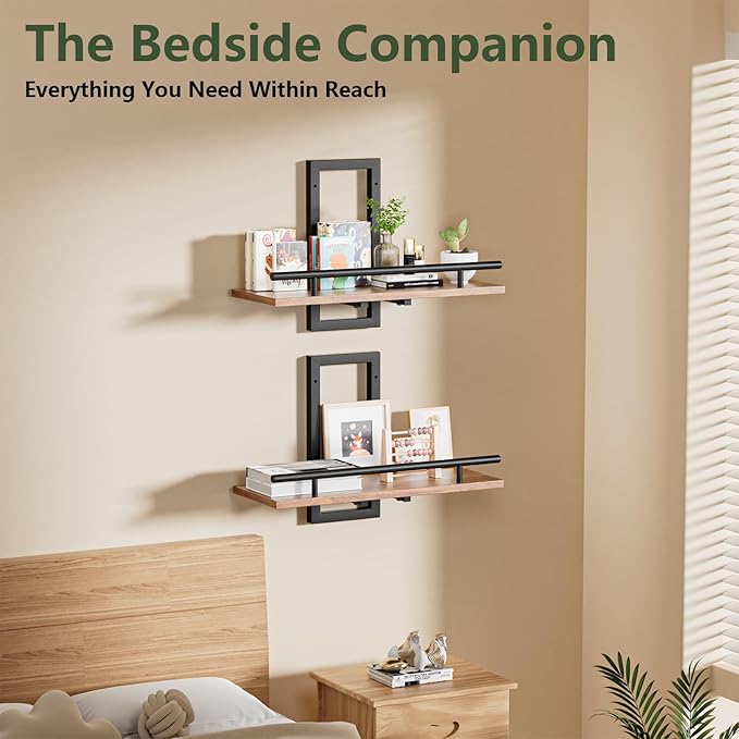 Sbosbo Floating Shelves for Wall, Plant Shelf Indoor, Wall Planters for Indoor Floating Plant Shelves for Bedroom, Living Room, Kitchen, Office, Bathroom Decor (2 Pack) (Black 02, 2)