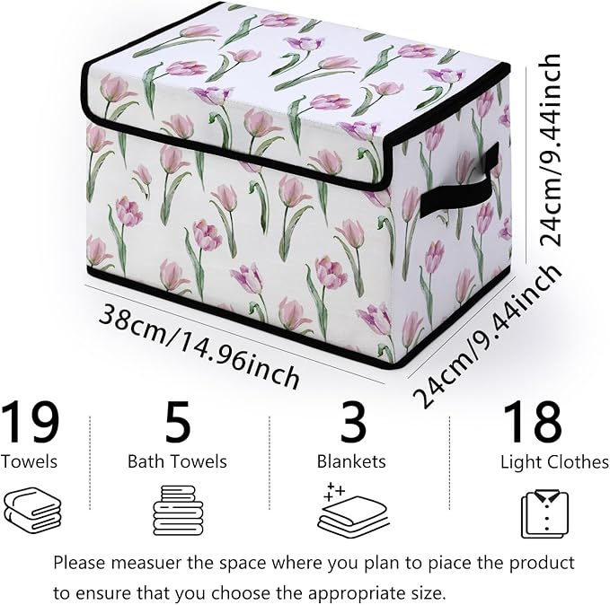 Stackable Storage Bins with Lids,Closet Organizers Fabric Box for Home and Office,Blanket Clothes Organizers,Under Bed Storage Containers 3 Pack