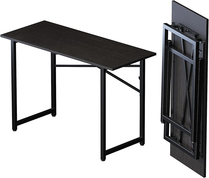 Lutown-Teen Folding Computer Desk 47 inch Writing Gaming Computer Camping Table, No Assembly Required Home Office Desk, Black