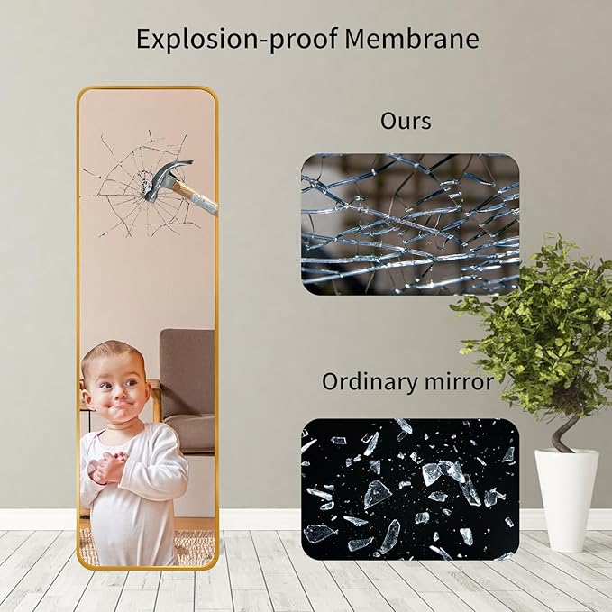 Giftgarden 47"x14" Gold Full Length Mirror Aluminum Framed, Modern Long Wall Mirror Tall Full-Body, Wall Mounted or Over The Door Hanging for Bedroom Closet Bathroom, Golden