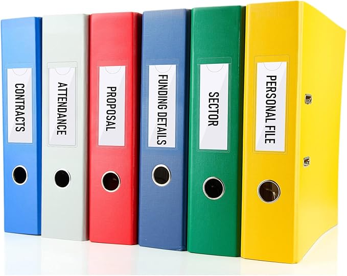 Outus 200 Pack 1.2 x 3.35 Inch Self Adhesive Label Pockets Bulk Plastic Labels Holders for Storage Bins Clear Classroom Nameplate Sleeves Index Card Tote Photos Waterproof Protect Office