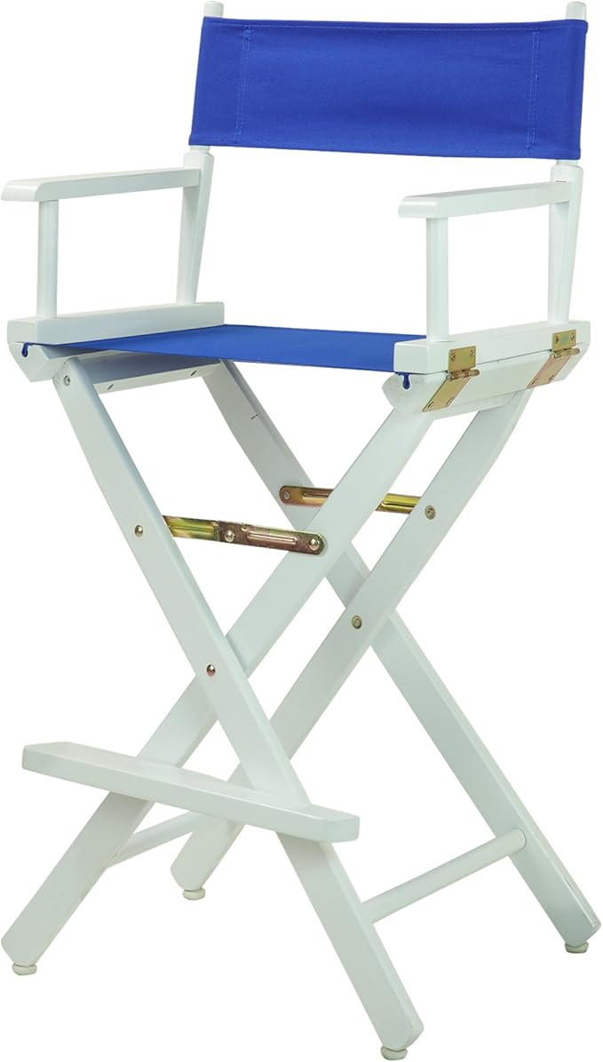 Casual Home Director's Chair ,White Frame/Royal Blue Canvas,30" - Bar Height