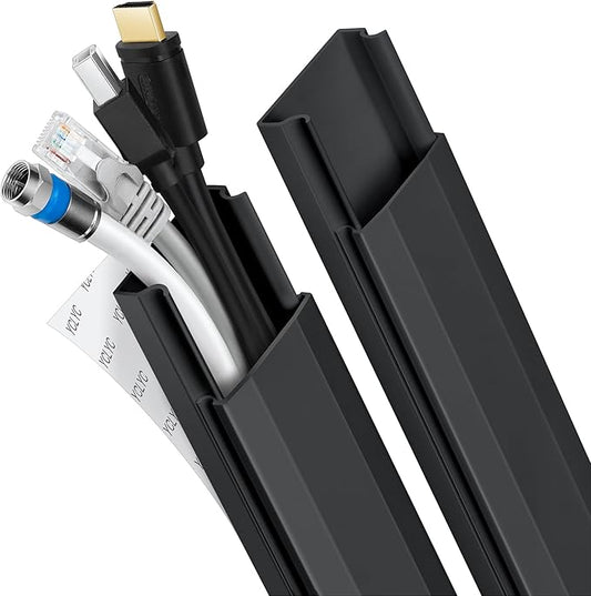 62.8in TV Cable Hider - Cord Hider Cable Management Wall, Cable Raceway Black Wire Hider, Paintable Cable Concealer for Wall Mounted TV, Wall Wire Covers for Cords, 4* L15.7in *W1.2in *H0.59in