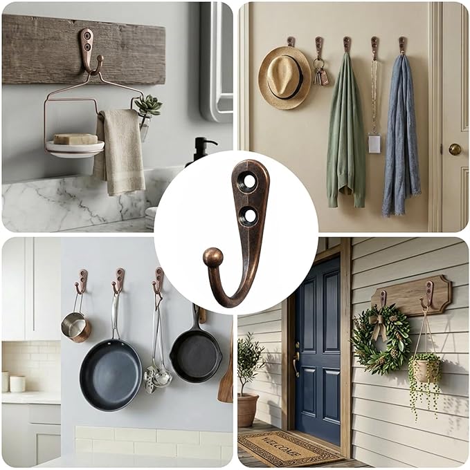 POZEAN 40 Pack Wall Hooks for Hanging, Heavy Duty Small Coat Hooks Wall Mounted for Living Room, Bathroom, Kitchen, Bedroom for Key, Cup, Bag, Hat, Scarf, and More (Oil Rubbed Bronze)
