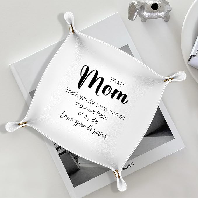 Mother s Day Gifts for Mom,Mother s day Gifts for Women Jewelry Valet Tray PU Catchall Beside Caddy Nightstand Organizer Tray for Jewelry Rings Watches Keys and Accessories