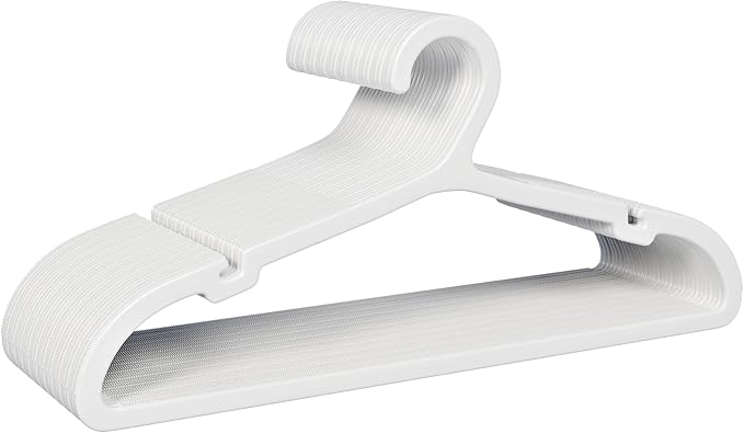 ABHENG 30 Pack Clothes Hangers, Non Slip Plastic Coat Hangers, Space Saving Hangers, Heavy Duty, Hanging Dry Wet Clothes, 16.4" x 8.3", White, UAPY0530W