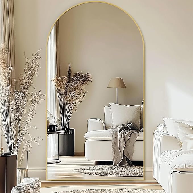 Oversized Full Length Mirror 81x41 Inch - Wall Mounted or Standing Floor Mirror with Aluminum Alloy Frame, Shatterproof Tempered Glass - Modern Mirror for Bedroom, Living Room, Closet, Gold
