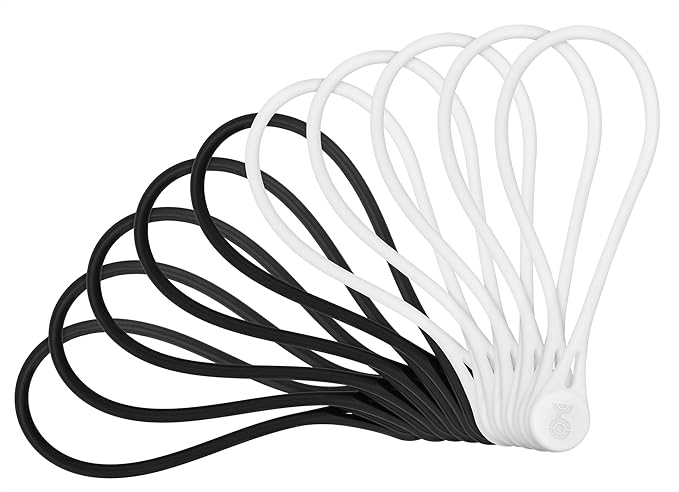 Cable Matters 10-Pack Ultra Strong Silicone Magnetic Cable Ties, Magnetic Cord Ties/ZipTies/Cord Organizer, Black and White