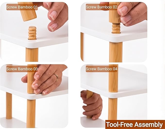 2-Tier Expandable Bamboo Desktop Organizer Shelf Kitchen Cabinet and Counter Riser Display Shelf for Top of Desk Home Office Bathroom Coffee Table Display Stand,Natural (3-Tier White, 6.7" H)