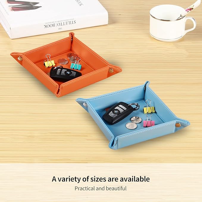 YAPISHI Key Dish Bowl for Entryway, Catchall Holder Bedside Table Valet Tray for Men's Pocket Stuff, PU Leather Nightstand Organizer for Dice/Coins/Wallet/Watch/Rings/Sunglasses, Dresser/Coffee Table