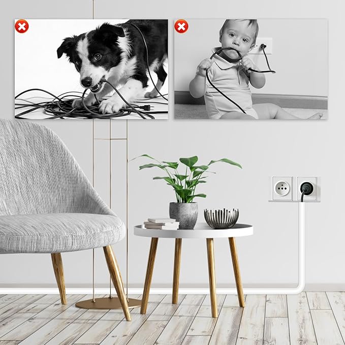 Wall Cord Hider, Flexible Self-Adhesive Wire Cover, Side-Open Cable Raceway for Cords on Wall, Cord Concealer for Mounted TV, Home Theater & Office White
