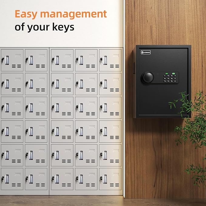 XDeer 71-Key Safe Wall Mount with Advanced Anti-Theft & LED Light, Key Cabinet with Combo & Key Lock for Hotels, Offices & Car Dealerships 1PCS