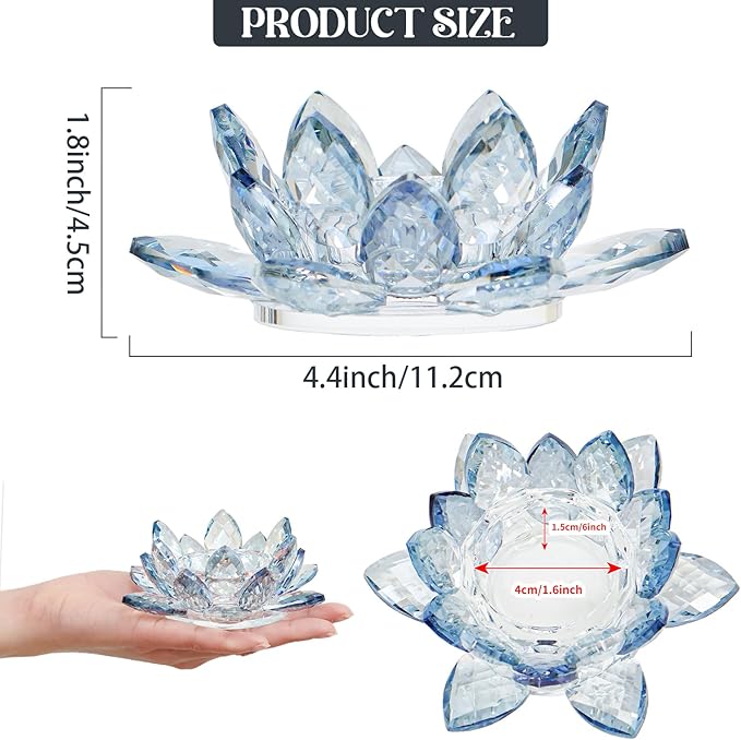Crystal Flower Jewelry Tray, Luxury Transparent Decorative Trinket Dish for Rings, Earrings, Necklaces, Keys for Vanity Dresser Nightstand, Elegant Gift for Women Mother's Day (1, 4.4"(w) - Blue)