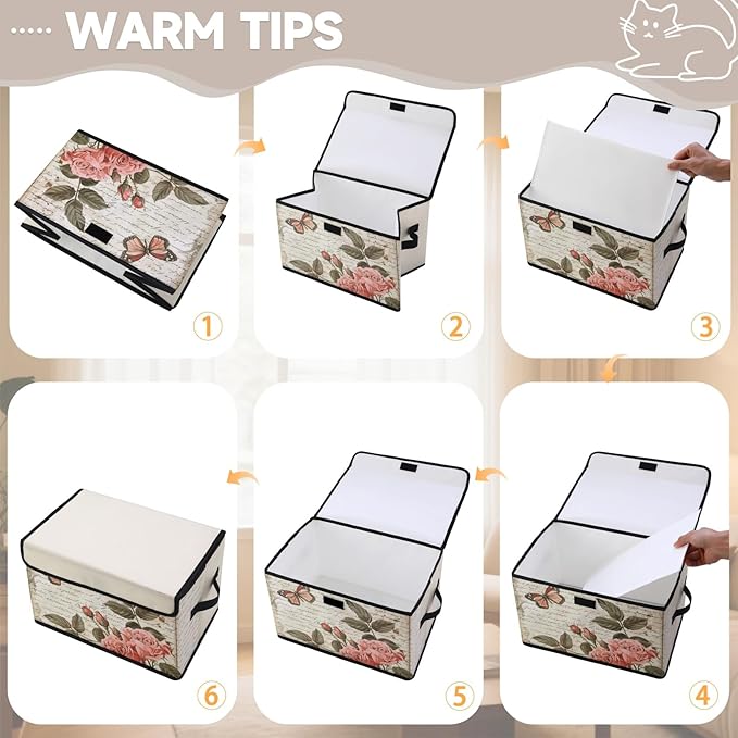 Stackable Storage Bins with Lids,Closet Organizers Fabric Box for Home and Office,Blanket Clothes Organizers,Under Bed Storage Containers 3 Pack