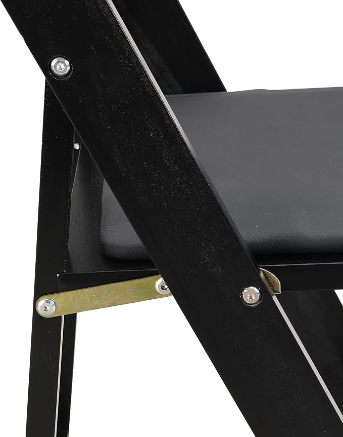 Ball & Cast Upholstered Folding Chair,4 Pack,Solid Wood Frame,16.9" Seat Height,Ergonomically Designed Back and Cushion,Easy Carry,No Assembly Required,for Kitchen,Restaurant,Black