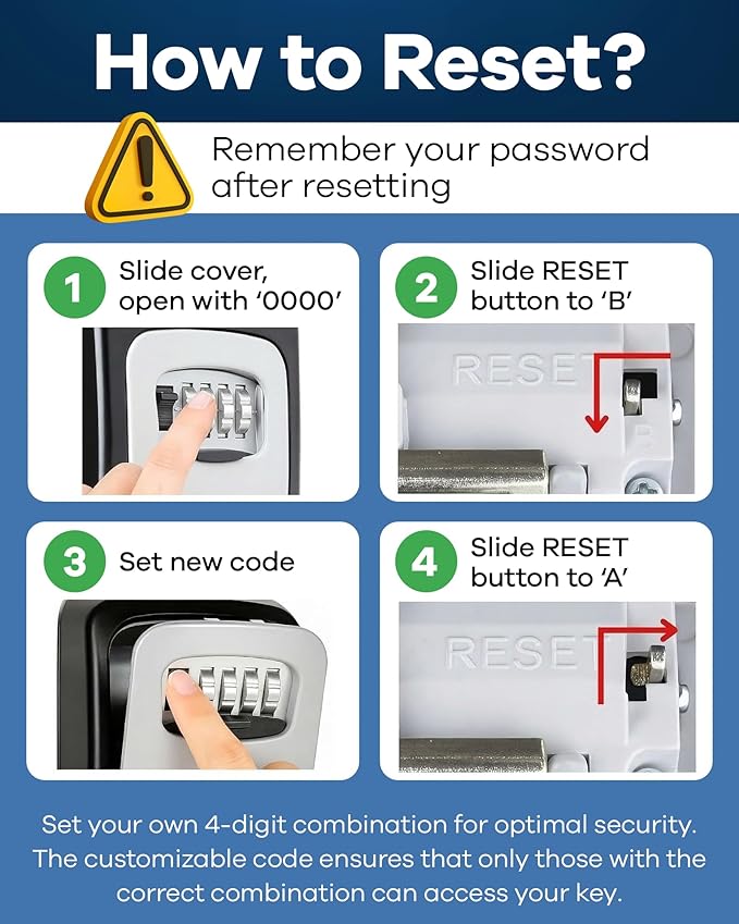 Rudy Run Key Lock Box for Outside – Large Outdoor Lockbox for Keys with Code, 4-Digit Combination Hidden Safe to Hide a Key Outside, Wall Mounted Key Storage for Home, Airbnb, 2 Pack