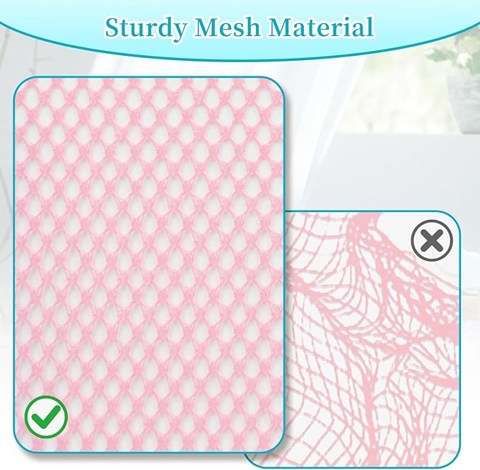 Mesh Shower Caddy Portable, Toiletry Bags for Travel, Hanging Shower Organizer Tote Bag for College Dorm Students Girls Boys, Dry and Wet Separation with Metal Hook - Pink