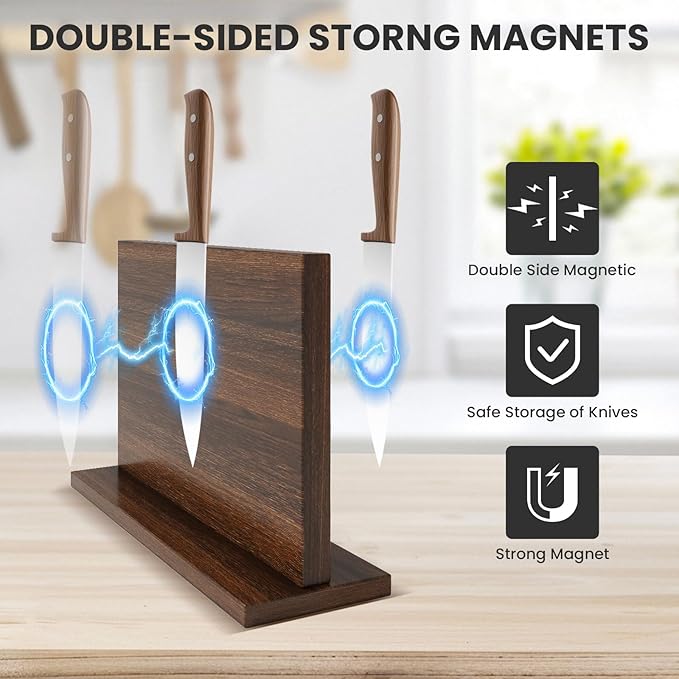 THMINS Magnetic Knife Holder, Double-Sided Magnetic Knife Block Universal Multi-function Display Rack for Kitchen Counter