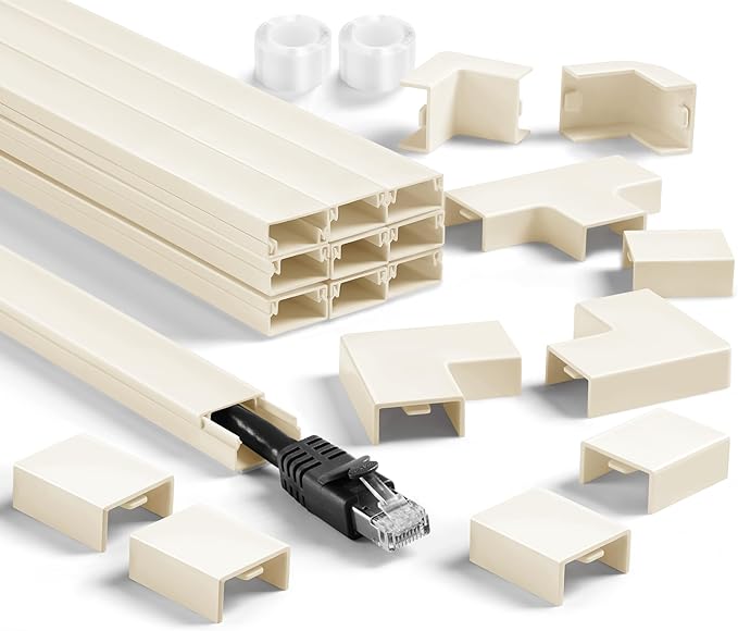 Cord Cover Wall Kit, TV Cord Hider for 1 Thick Cord, 157in Wire Covers for Cords, YCLYC Cable Hider for Wall Mount TV, Wall Cable Concealer, Cable Cover Cable Raceway 10 x L15.7”, W0.78” H0.4” Beige