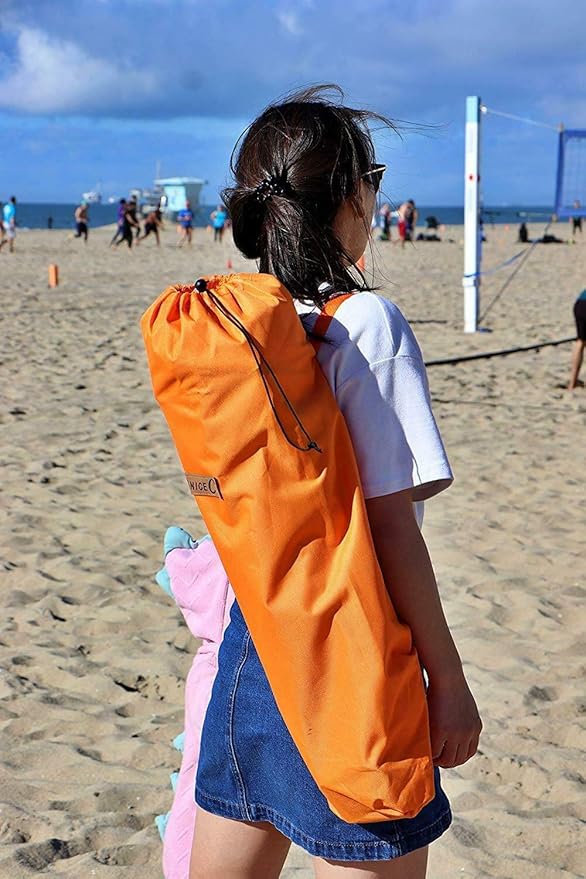 Nice C Chair Beach, Low Beach Chair, Sling, Folding, Portable, Concert, River, Beach Seat, Sillas de Playa, for Adults, Kids, Boat, Sand Chair with Cup Holder & Carry Bag (1 Pack of Orange)