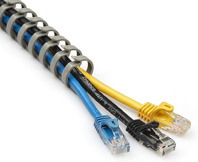 StarTech.com Flexible Cable Management Raceway Spine Vertebrae, 3/4"(20mm) W x 1/2"(14mm) H - 20"(0.5m) Length, Nylon 66 Network Cable/Power Cord Hider Kit, Wall Wire Duct System, UL Listed, TAA