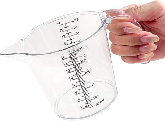 16 oz (2 Cup) Liquid Measuring Cup, Food-Grade Plastic Measuring Cup with Laser-Etched Markings, Clear Single Measuring Cup