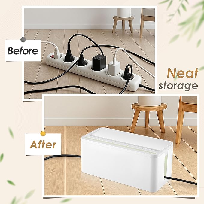 1 Pack Power Strip Cover Baby Proof & 1 Pack Outlet Cover Box. Cable Management Box with Lock, Baby Proof Power Strip with Holes for Wire Storage and Organization, Outlet Protector