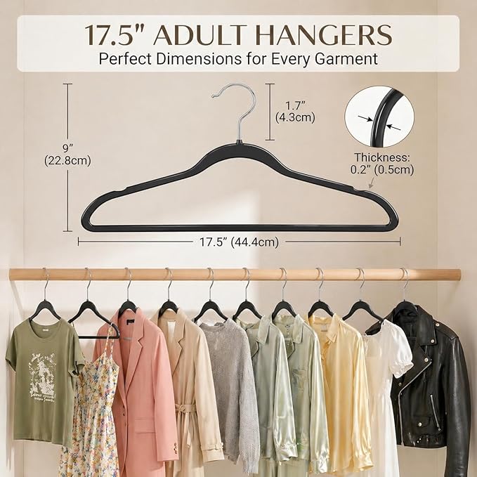 SMARTOR Heavy Duty Hangers 100 Pack, Premium Plastic Hangers for Clothes - Heavy Duty Non-Velvet Hanger with 360° Swivel Chrome Hook & Non Slip Notches - As Dress, Coats, Shirt, Jacket Hanger - Black
