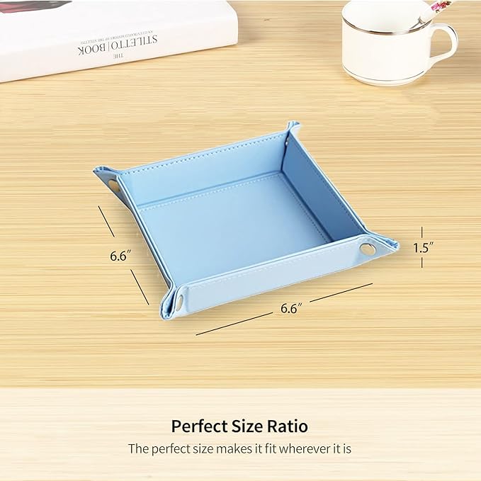 YAPISHI Key Dish Bowl for Entryway, Catchall Holder Bedside Table Valet Tray for Men's Pocket Stuff, PU Leather Nightstand Organizer for Dice/Coins/Wallet/Watch/Rings/Sunglasses, Dresser/Coffee Table