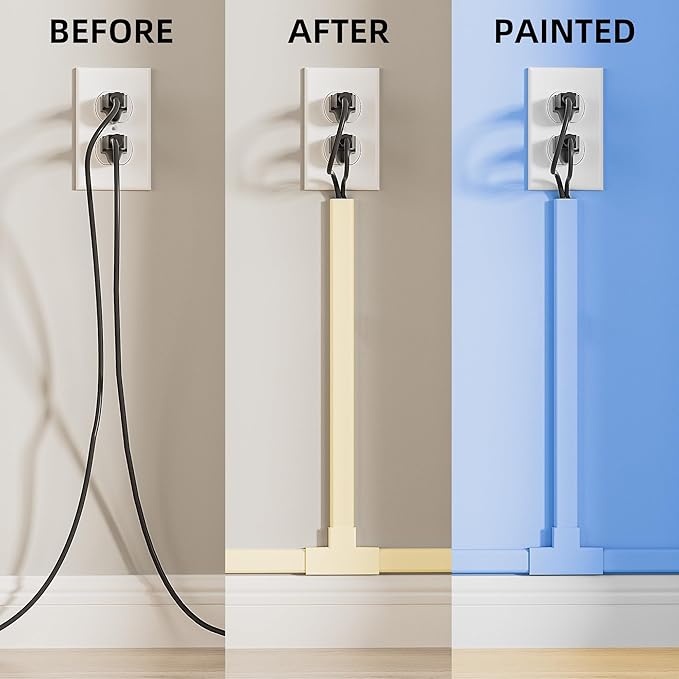 Delamu 142in Cord Hider, Beige Cable Cover for 2-3 Wires on Wall, Premium Wire Hiders Wire Covers for Cords on Wall, Easier Setup TV Cable Management Kit, W0.94 H0.47in, Beige
