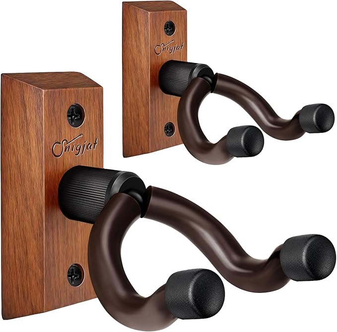 SNIGJAT Guitar Wall Mount 2 Pack, Wood Guitar Hanger Wall Hook with Screws, Guitar Stand Wall Mount Holder for Acoustic Guitar, Banjo, Bass,Guitar Accessories Gifts for Guitar Players