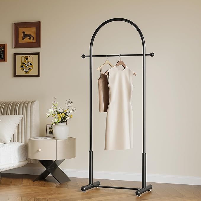 Modern Black Arch Clothing Rack – Freestanding Garment Rack for Hanging Clothes,Heavy Duty Coat Rack,Metal Small Clothes Rack for Bedroom,Closet or Boutique Display