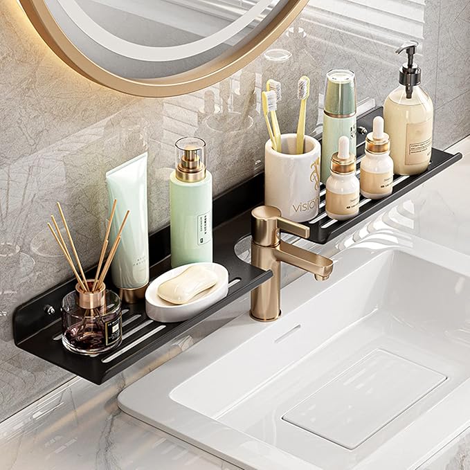 ROYALITA 17 Inch Acrylic Bathroom Shelf Organizer Over The Faucet, Bathroom Sink Rack Over The Sink Shelf, Countertop Organizer Kitchen Above Faucet